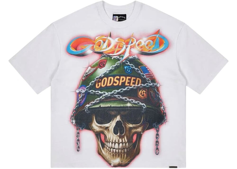 NEW GODSPEED Badges Of Honor T Shirt Men's White Short Sleeve Crew Neck M